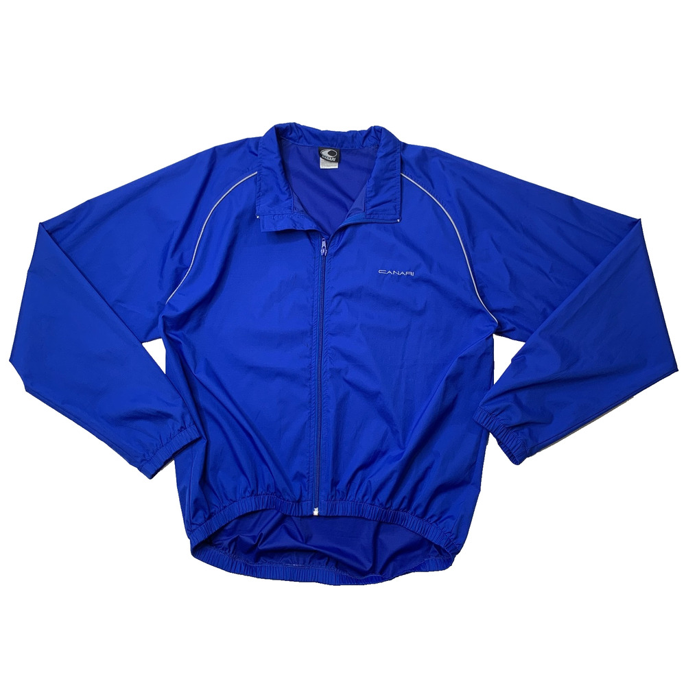 Vintage Canari Cycling Jacket Mens L Large Blue Full Zip Windbreaker Ripstop